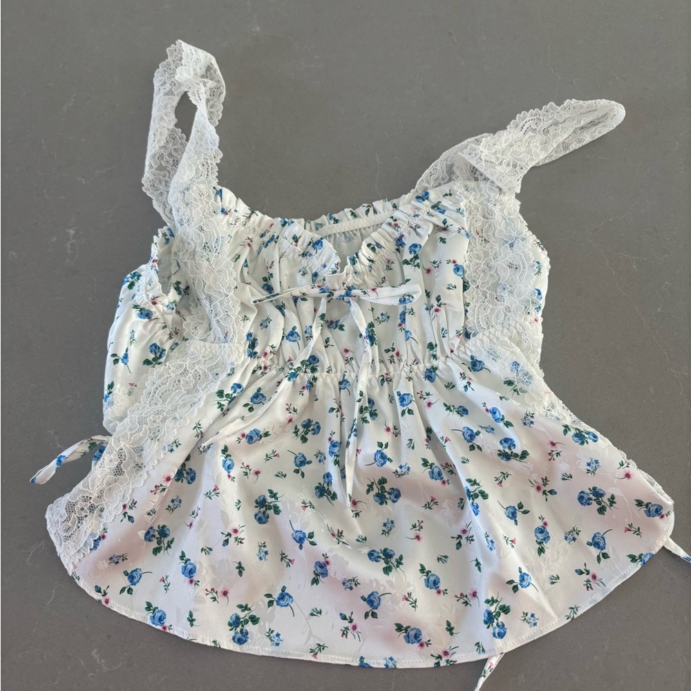 For Love And Lemons White Floral Lace Top